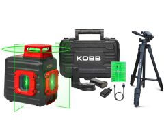 KOBB KBL33GTP 40M Profesyonel Li-ion Şarjlı 2x90⁰/360⁰ Otomatik Hizalamalı Yeşil Çapraz Çizgi Lazer Distomat+Tripod