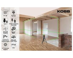 KOBB KBL33GTP 40M Profesyonel Li-ion Şarjlı 2x90⁰/360⁰ Otomatik Hizalamalı Yeşil Çapraz Çizgi Lazer Distomat+Tripod