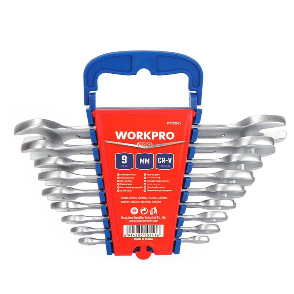 WORKPRO WP202505 6-23mm 9 Parça CR-V Profesyonel Açık Ağız Anahtar Takımı