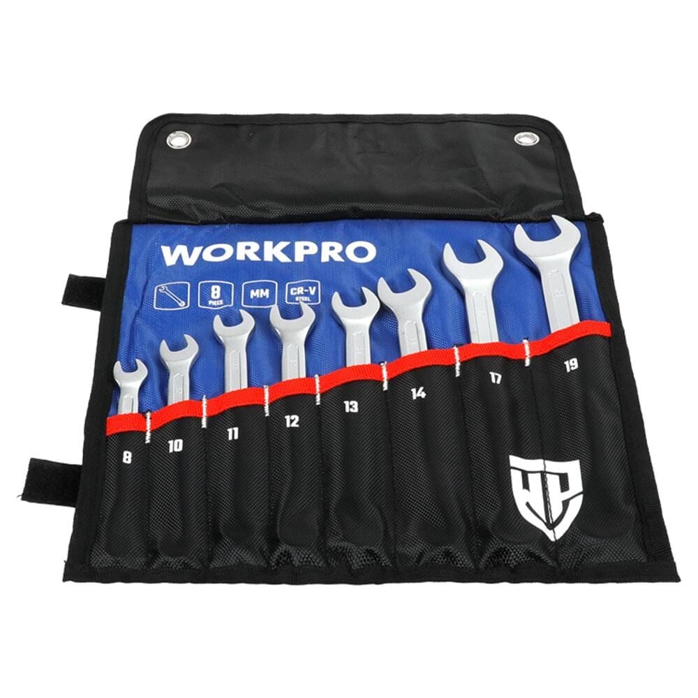 WORKPRO WP202575 8-19mm 8 Parça CR-V Profesyonel Kombine Anahtar Takımı + Bez Taşıma Kılıfı