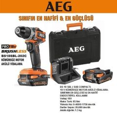 Aeg BS 18SBL-202C Kömürsüz Darbesiz Akülü Vidalama