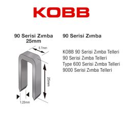 KOBB KBZ9025 25mm 2500 Adet 90 Serisi Ağır Hizmet Tipi Zımba Teli