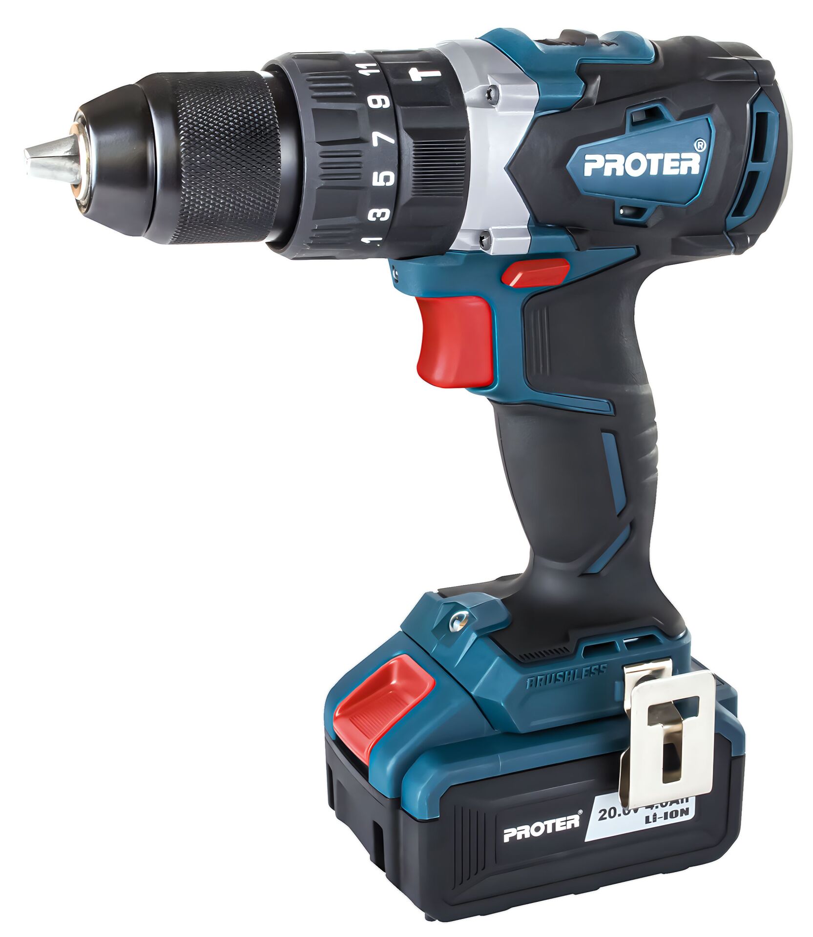 PROTER PST 740 BL DARBELİ KÖMÜRSÜZ ŞARZLI MATKAP 20V 4.0Ah